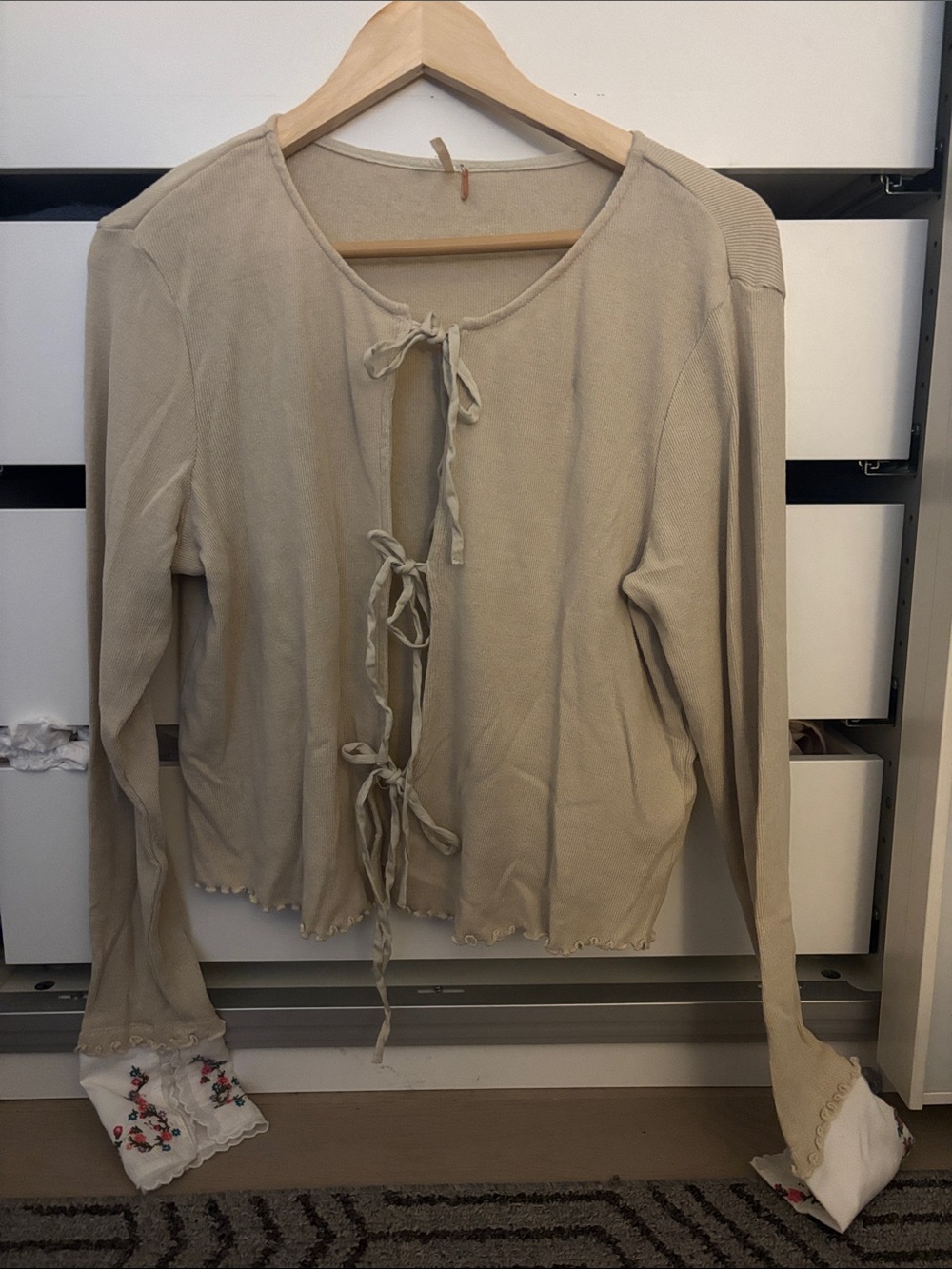 Free people Tie-Front Women's Top with Embroidered Cuffs